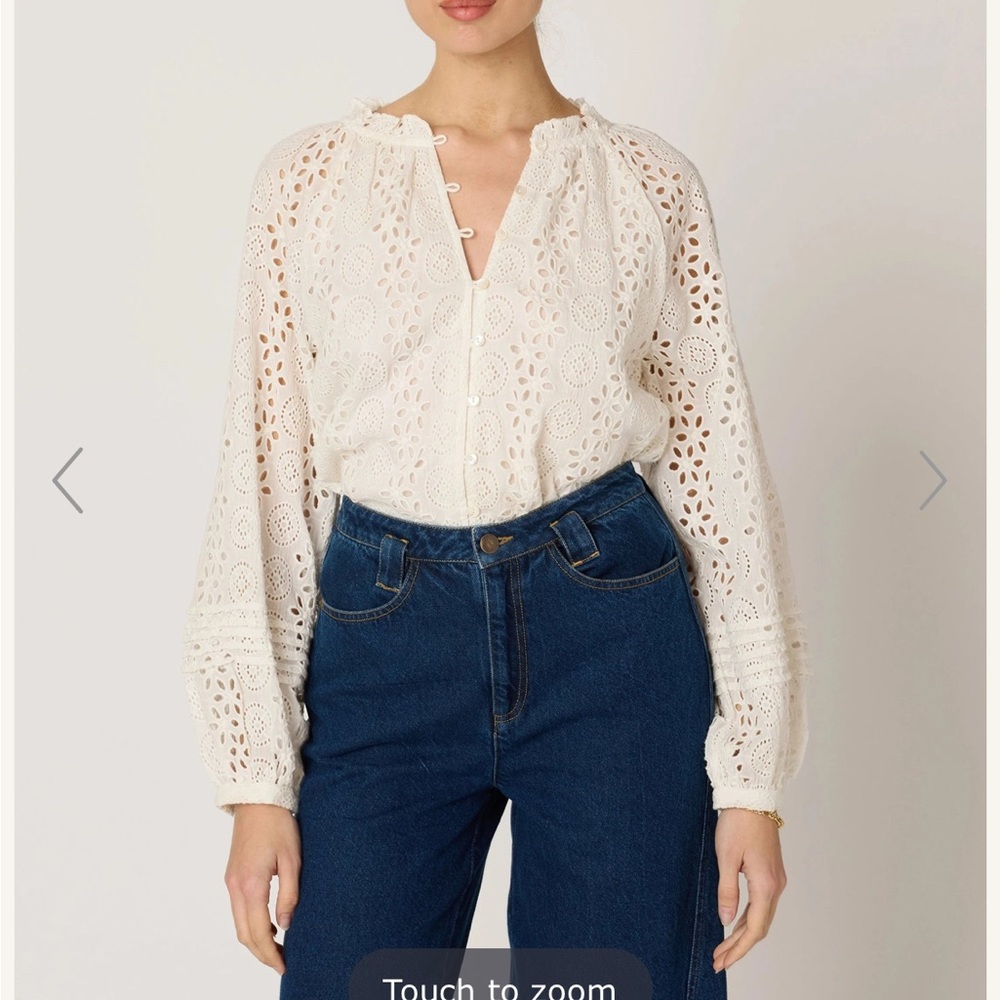 Cleobella cream eyelet button down top
